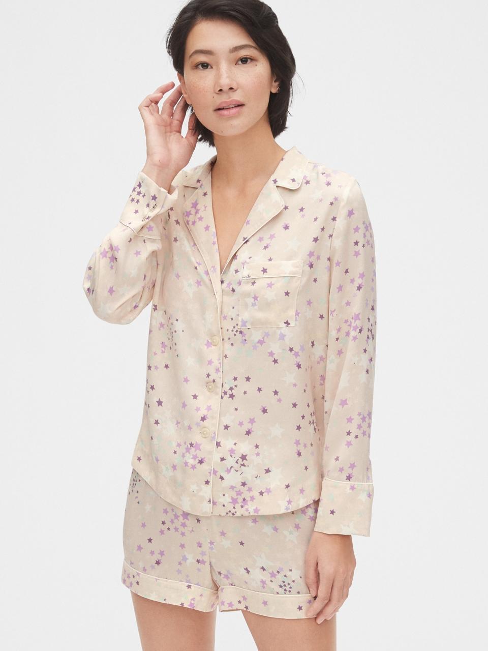 Dreamwell Satin Shirt. Image via Gap.