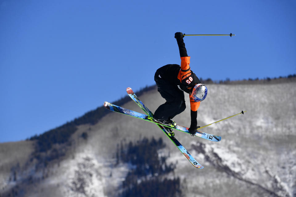 Nick Goepper at the Men's Ski Slopestyle finals for the 2023 X Games Aspen.