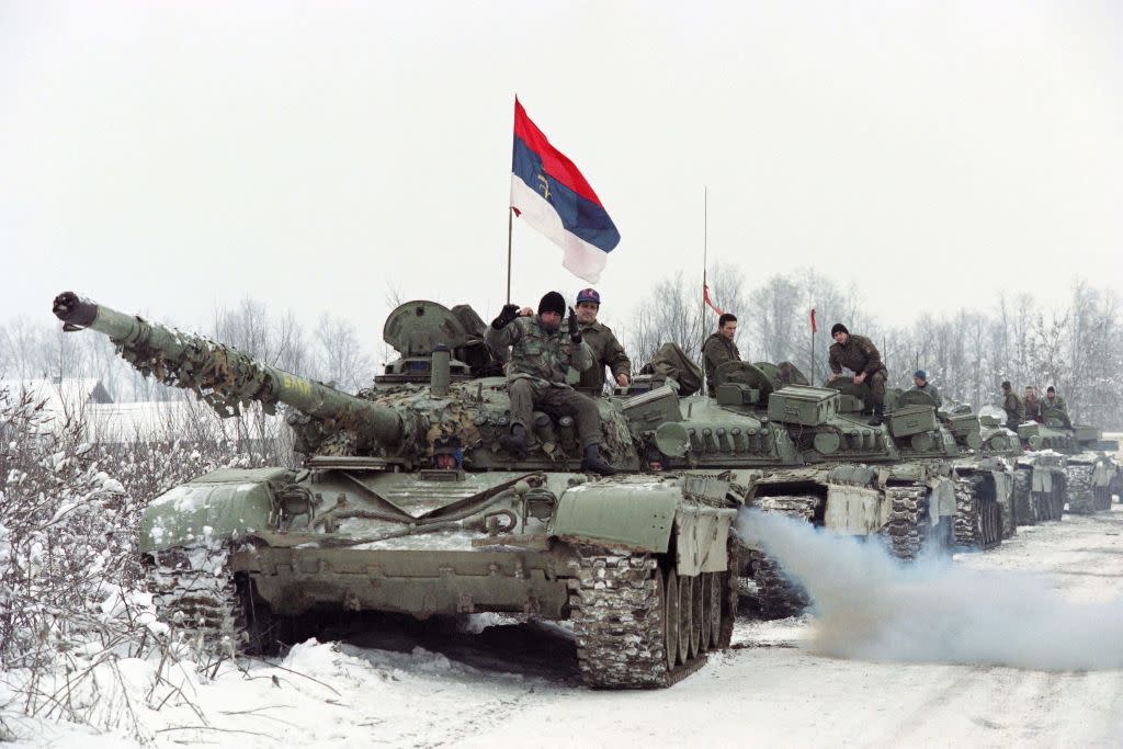 bosnian war army m 84 tank us serbia mission peace serbian flag
