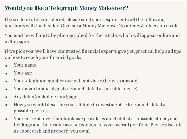 Would you like a Telegraph Money Makeover?