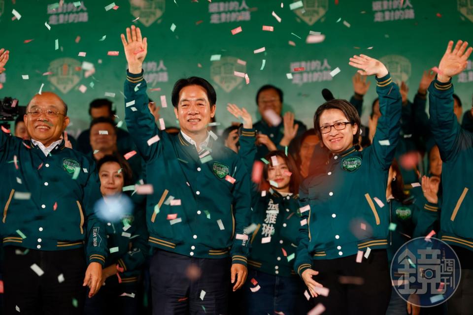 民進黨賴清德、蕭美琴，13日以558.6萬票勝出總統大選。