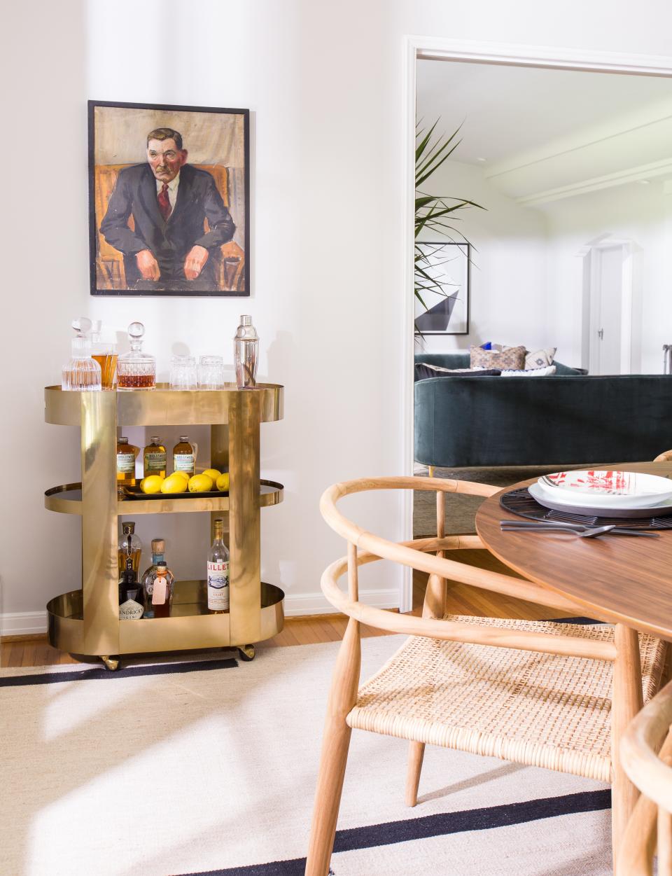 "Who can say no to a brass-lined wet bar?" says Tabb.