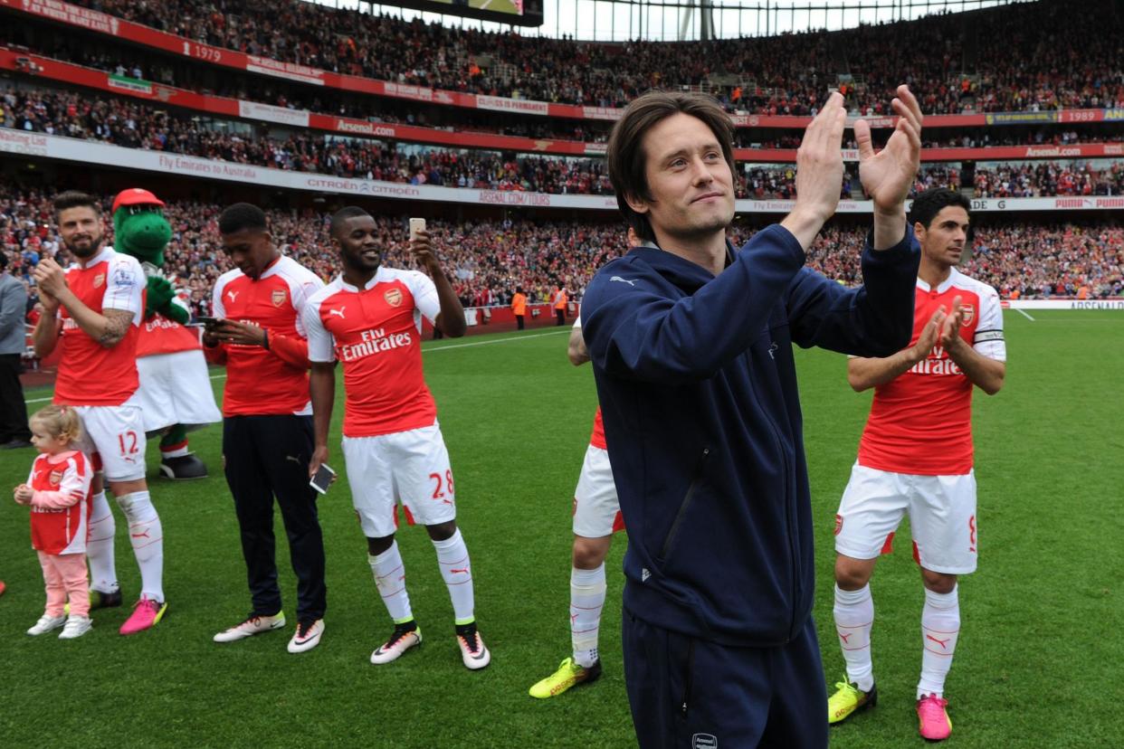 Rosicky bids farewell to Arsenal in 2016: Arsenal FC via Getty Images