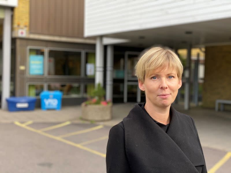 Malin Roos, manager at Graberget nursing home, poses for a photo, in Gothenburg