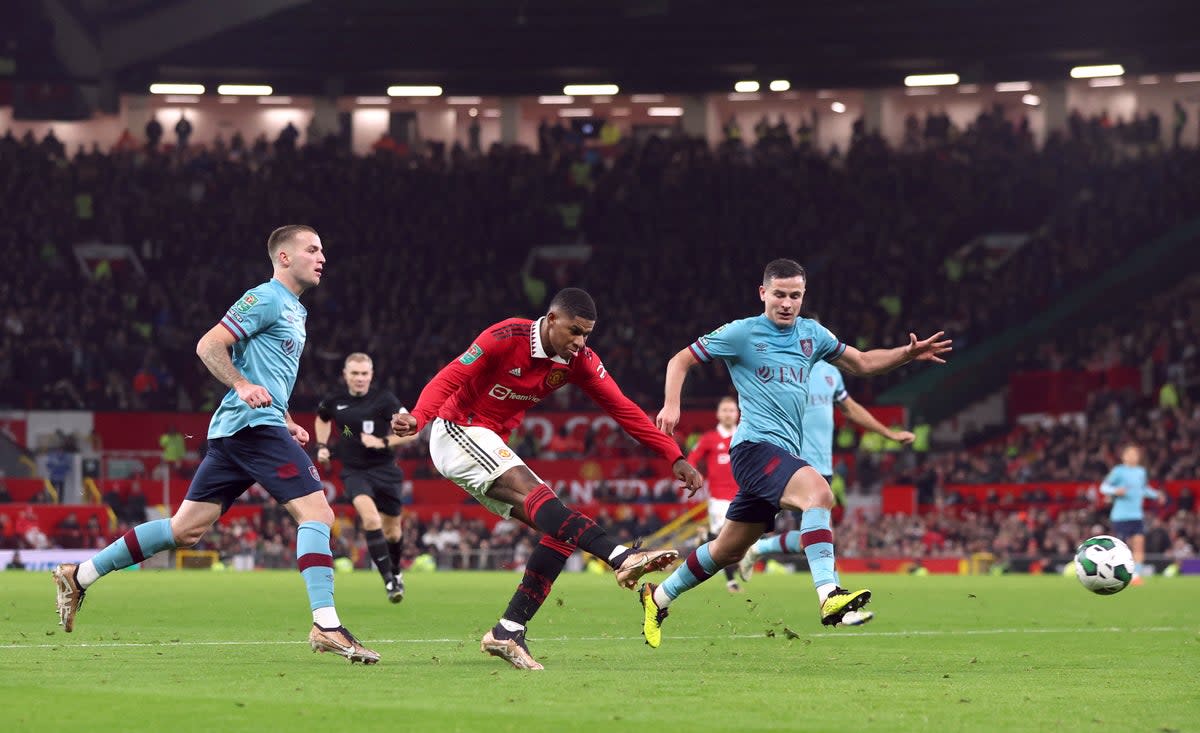 Marcus Rashford scores Manchester United’s second goal  (Action Images via Reuters)