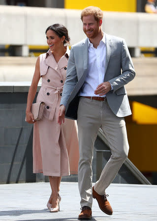 Britain's Meghan, the Duchess of Sussex, and Prince Harry, arrive at the Nelson Mandela Centenary Exhibition at the Southbank Centre's Queen Elizabeth Hall in central London, Britain, July 17, 2018. REUTERS/Hannah McKay