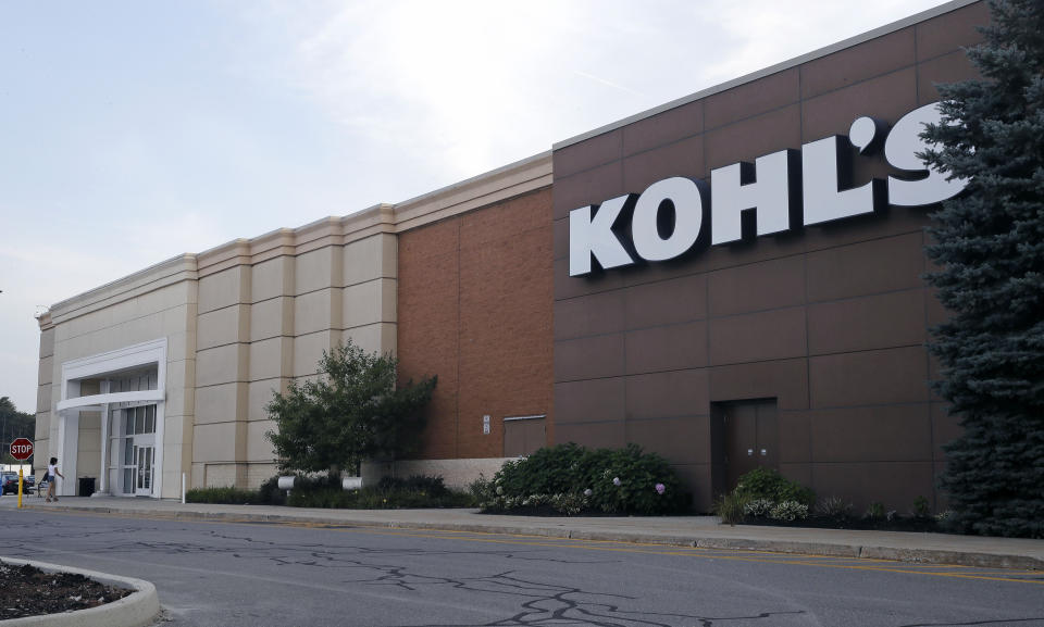 This Tuesday, Aug. 22, 2017, photo, shows a Kohl's retail store in Salem, N.H. Kohl’s long-time CEO Kevin Mansell is retiring and will be replaced by Michelle Gass, a former Starbucks executive who has been with the company since 2013. The company says the change in leadership will take place in May 2018. (AP Photo/Charles Krupa)