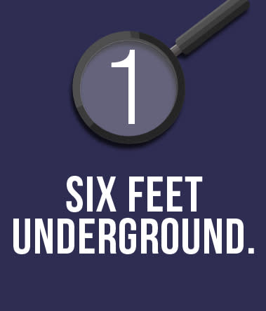 1.     Six feet underground.