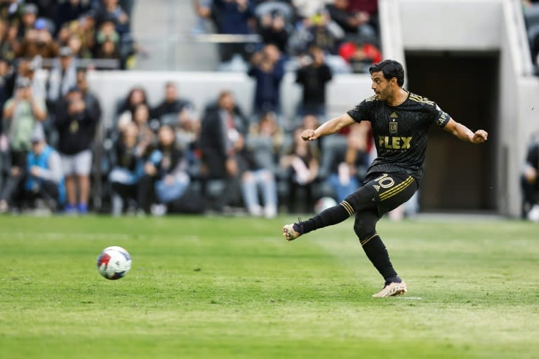 <a class="link " href="https://sports.yahoo.com/soccer/players/373184" data-ylk="slk:Carlos Vela;elm:context_link;itc:0">Carlos Vela</a>'s injury-time penalty fired <a class="link " href="https://sports.yahoo.com/soccer/teams/los-angeles-football-club/" data-ylk="slk:Los Angeles;elm:context_link;itc:0">Los Angeles</a> FC to the top of the MLS Western Conference standings on Saturday with a win over San Jose