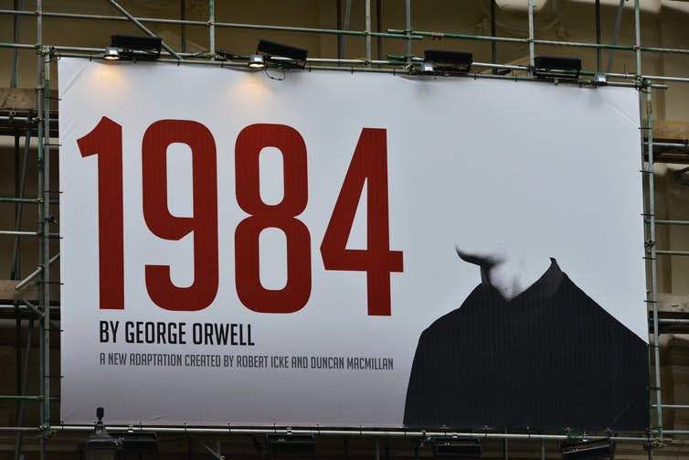 <span class="caption">Orwellian, after the success of Nineteen Eighty-Four, has come to represent something sinister in politics.</span> <span class="attribution"><span class="source">1000 words via Shutterstock</span></span>