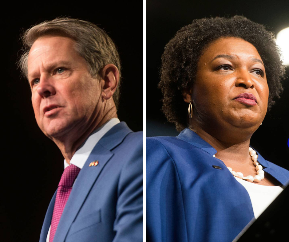 Georgia Gov. Brian Kemp and Democratic challenger Stacey Abrams.