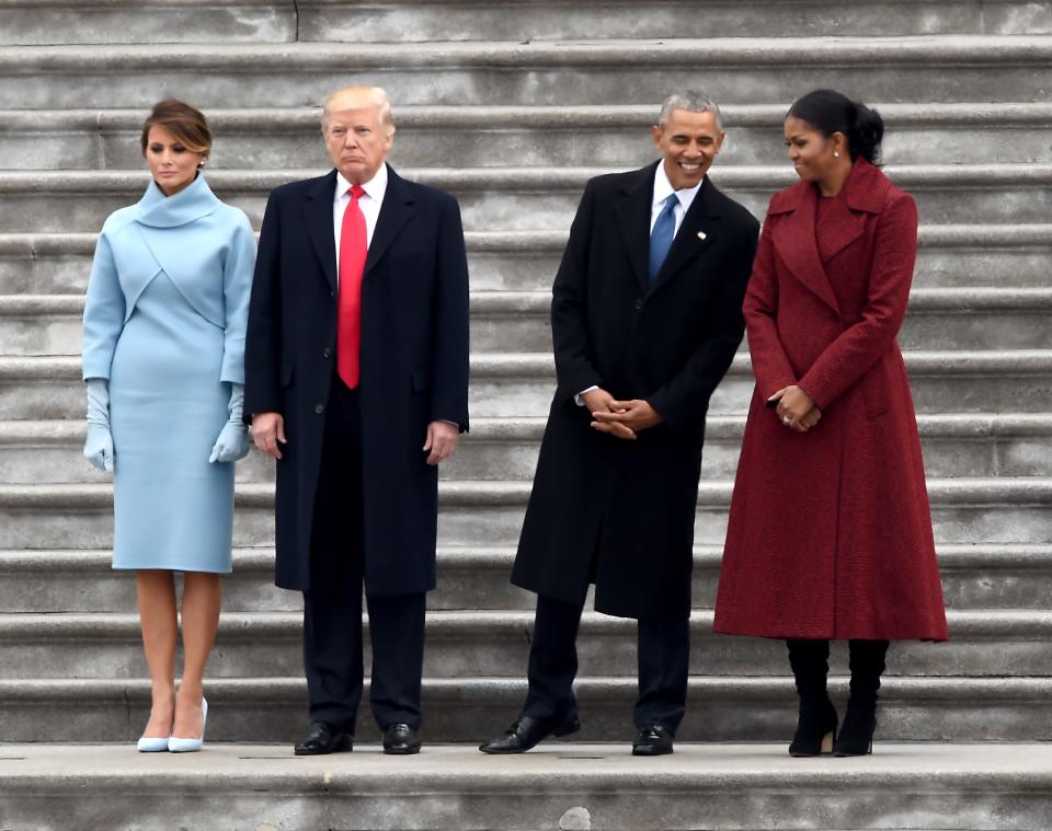 The Trumps and the Obamas at Donald Trump’s inauguration.AFP via Getty Images