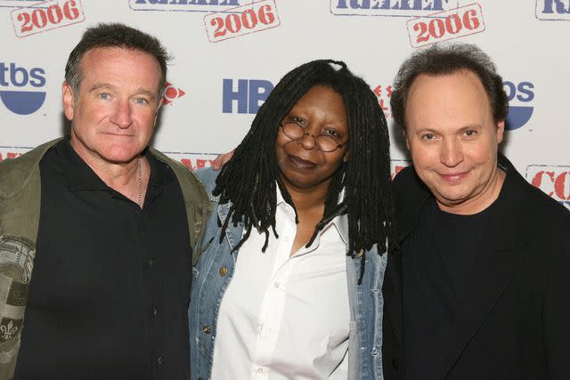 <p>Jesse Grant/WireImage</p> Robin Williams, Whoopi Goldberg, and Billy Crystal in 2006