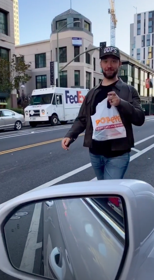 Serena Williams uploads a video of Alexis Ohanian going to Popeyes.