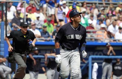 Alex Rodriguez (13) looks up as he flies out on Saturday. (USAT)