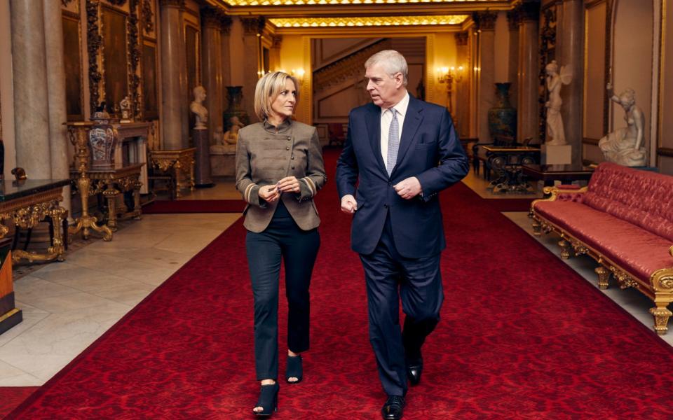 Emily Maitlis and Prince Andrew at Buckingham Palace - BBC