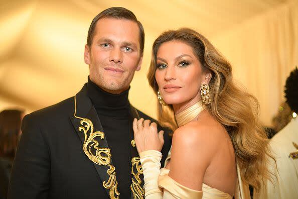 2018: Tom Brady and Gisele Bundchen attend the Heavenly Bodies: Fashion & The Catholic Imagination Costume Institute Gala at The Metropolitan Museum of Art on May 7, 2018 in New York City.  (Photo by Matt Winkelmeyer/MG18/Getty Images for The Met Museum/Vogue)