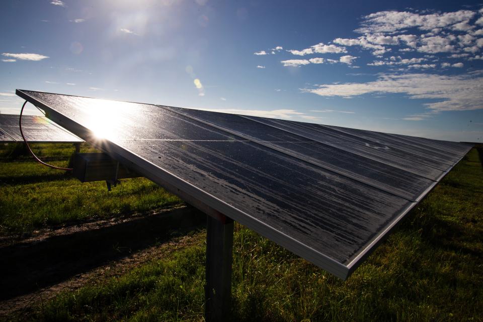 Florida Power & Light is working on completing of their 500 acre field of solar panels at their Florida Power & Light Ibis Solar Energy Center in south Palm Bay.