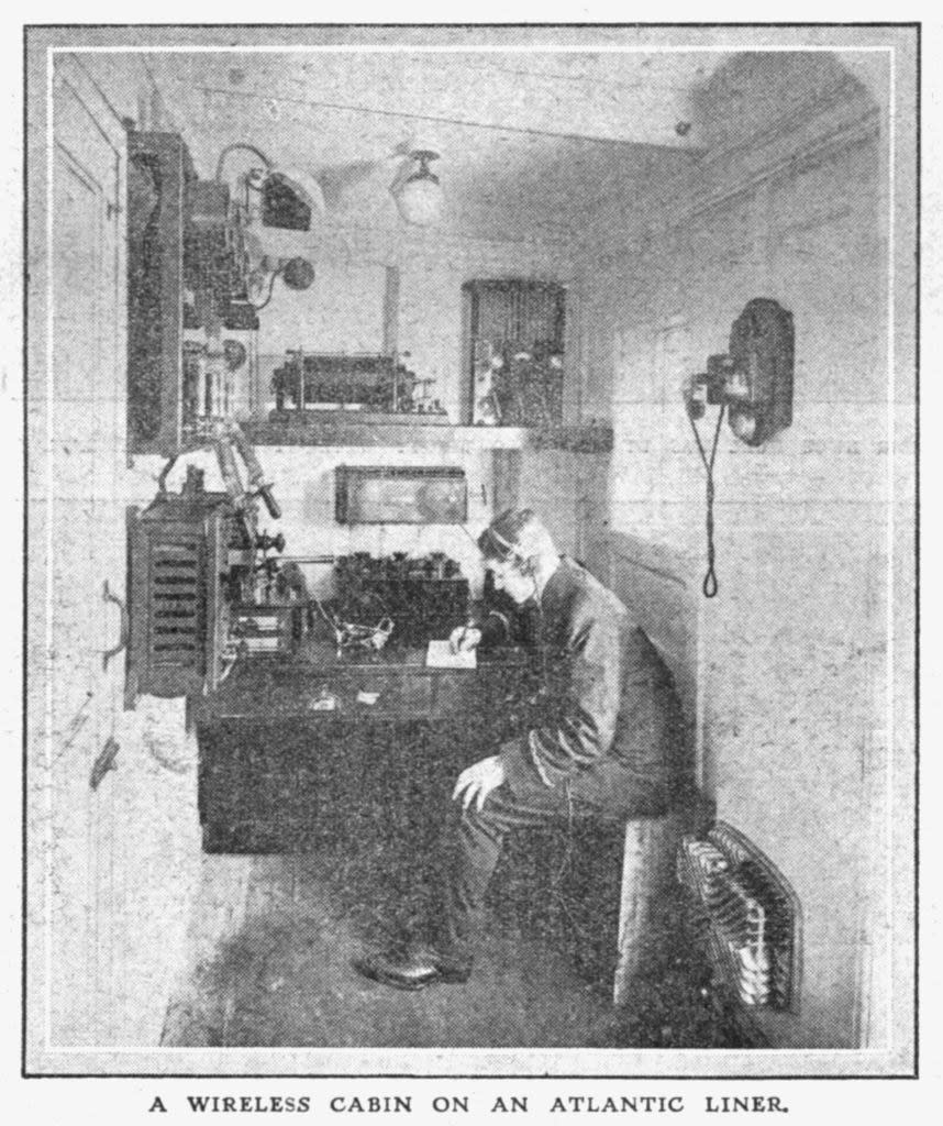 A wireless cabin on board the Titanic