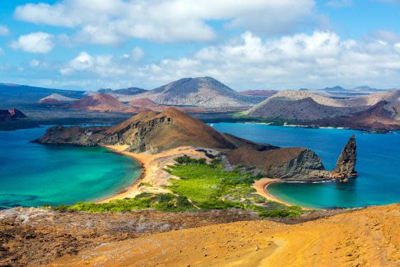 View of two beaches on Bartolome Island in the Galapagos Islands in Ecuador (Getty/EyeEm)