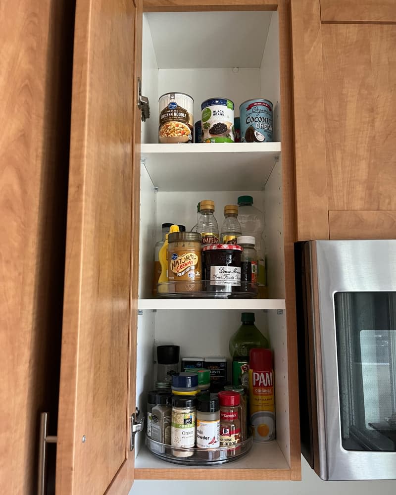 I organized my cabinets following advice from the experts.