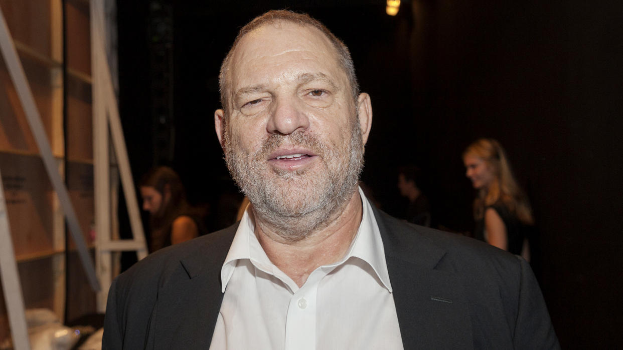 Harvey Weinstein attends Marchesa backstage by Georgia Champman, Keren Craig during New York Fashion week Spring/Summer 2017 at Skylight Moynihan Station.