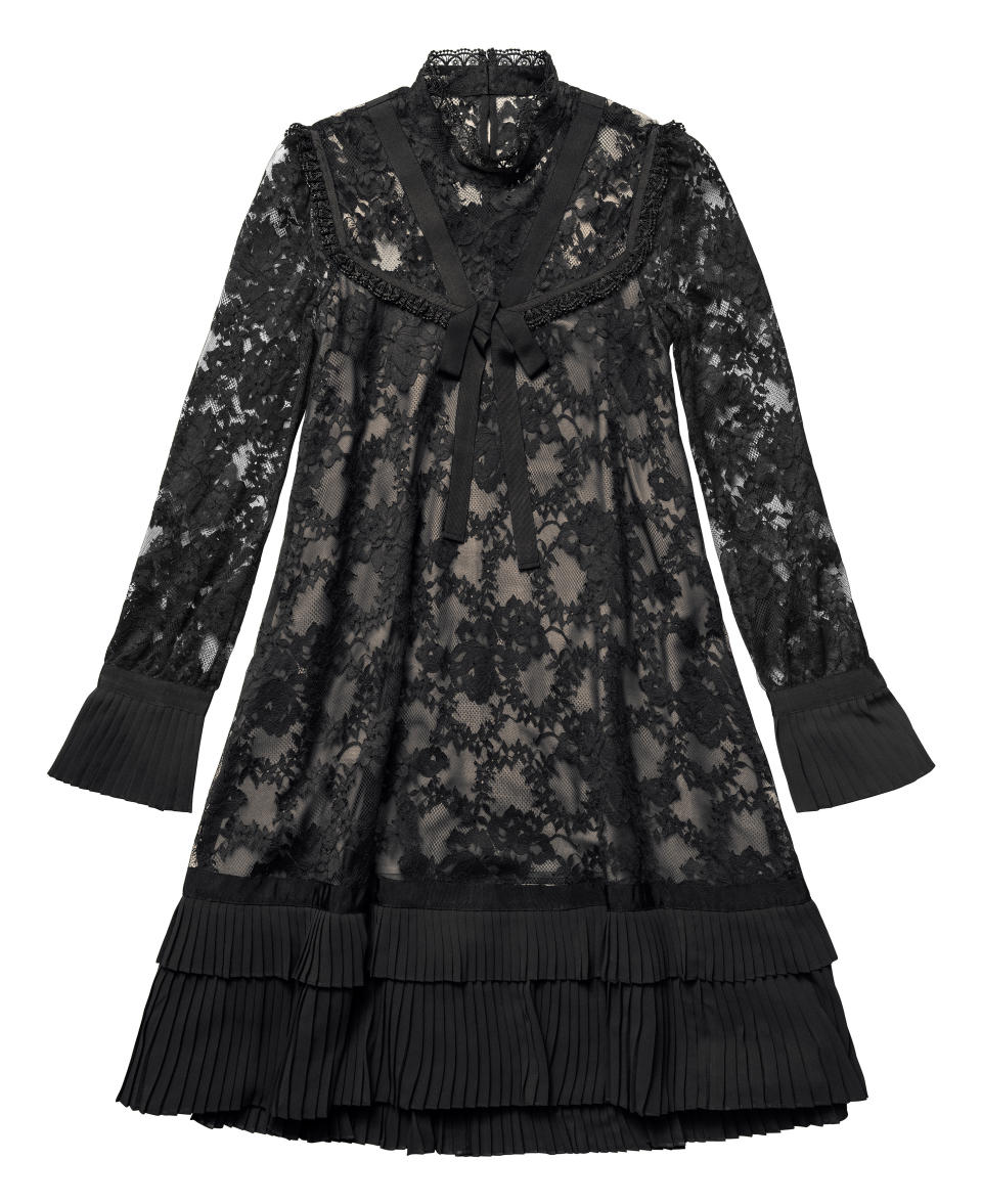 <p>Trust Erdem to introduce us to the festive dress of dreams. Victoriana-inspired neckline? Check. Flute sleeves? Check. Pleated hem? Erm, check. What more could you possibly want? <em><a rel="nofollow noopener" href="http://www2.hm.com/en_gb/index.html" target="_blank" data-ylk="slk:H&M;elm:context_link;itc:0;sec:content-canvas" class="link ">H&M</a>, £199</em> </p>