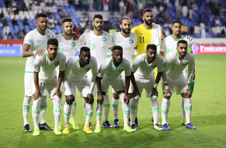 FILE PHOTO: Saudi Arabia players at Al-Maktoum Stadium, Dubai, United Arab Emirates - January 12, 2019. REUTERS/Suhaib Salem/File Photo