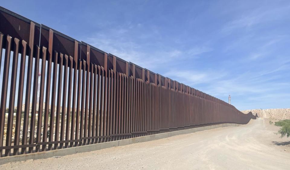 The border wall in Sunland Park, New Mexico, borders Puerto De Anapra, Mexico