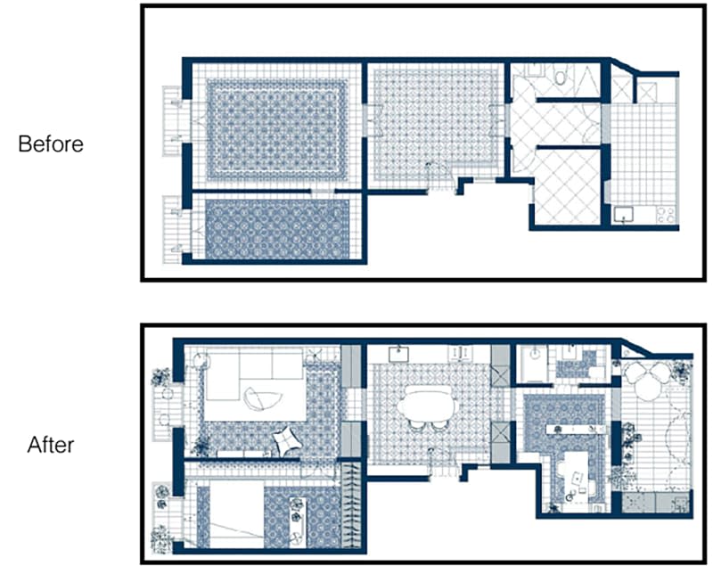 Floor plan of one bedroom Barcelona apartment