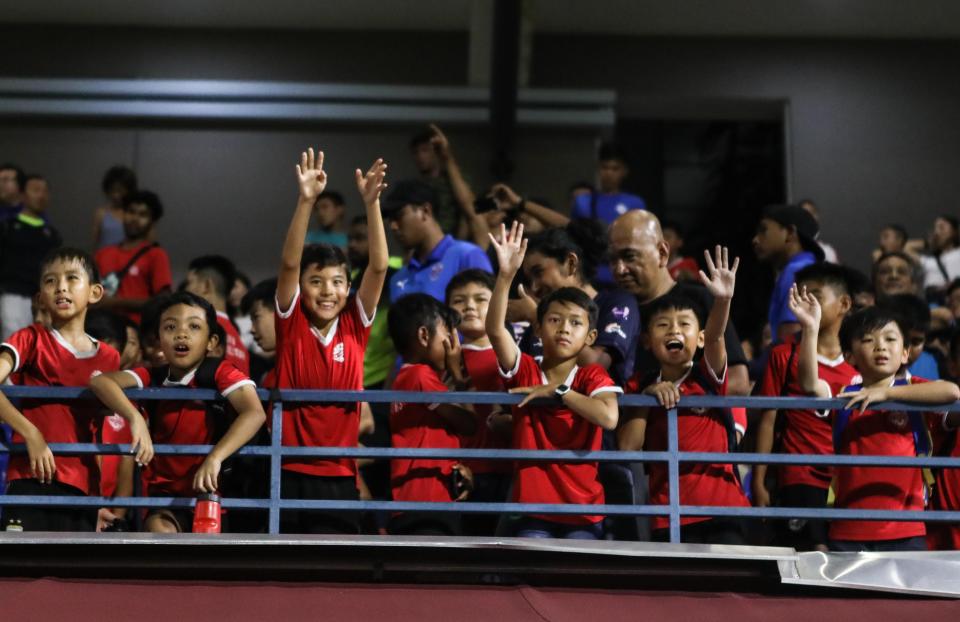 Lion City Sailors football academy trainees supporting the team at a recent Singapore Premier League match. (PHOTO: Lion City Sailors)