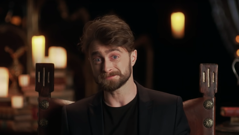 A bearded Daniel Radcliffe