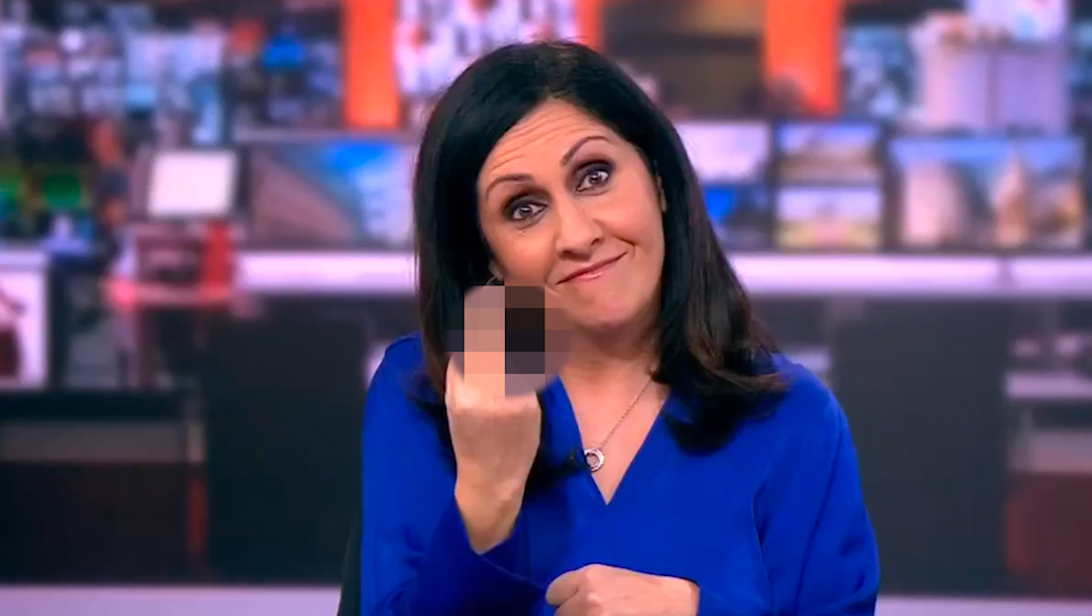 Tory Tweet Using Image Of Bbc News Anchor Giving Middle Finger To Attack Labour May Have 