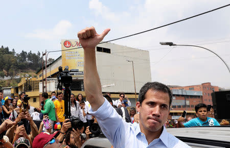 Venezuelan opposition leader Juan Guaido, who many nations have recognised as the country's rightful interim ruler, attends a rally in San Antonio, Venezuela, March 30, 2019. REUTERS/Manaure Quintero NO RESALES. NO ARCHIVES