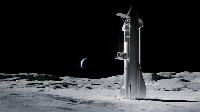 SpaceX won a $2.9 billion NASA contract in April to build a lunar lander for the agency's Artemis program based on a modified version of the company's Starship rocket. / Credit: NASA/SpaceX