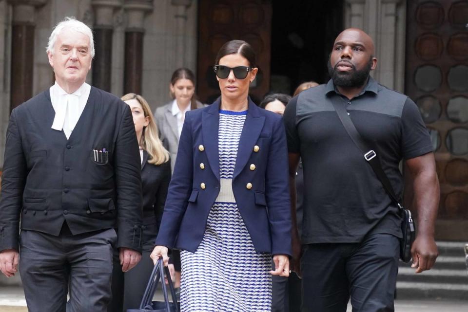 Rebekah Vardy leaves the Royal Courts Of Justice (PA)