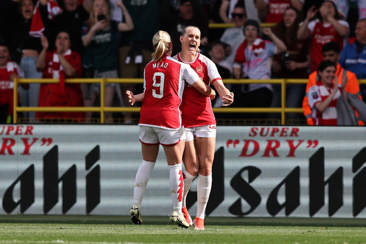 Stina Blackstenius bagged a late brace on Sunday (The FA via Getty Images)