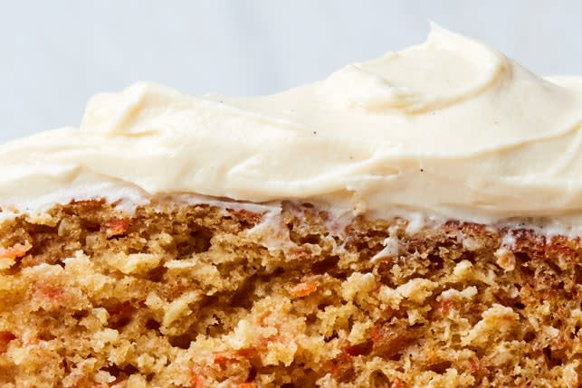 Tangy cream cheese frosting is a natural partner for earthy, sweet carrot cake.