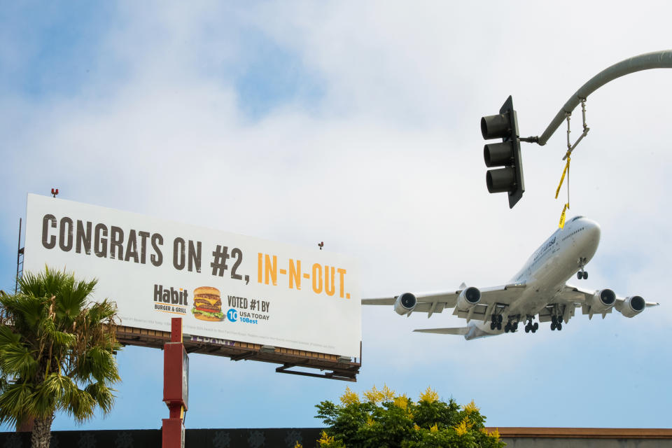 Habit Burger & Grill put up billboards near In-N-Out locations, playfully congratulating the brand for securing the #2 spot in USA TODAY's 10Best list.