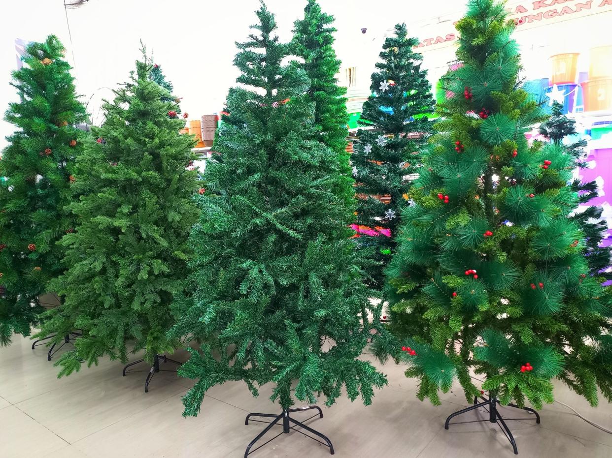 Artificial pine tree for Christmas decoration.