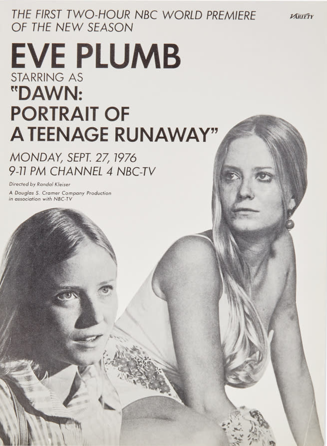 An advertisement for 'Dawn: Portrait of a Teenage Runaway,' 1976. (Julien's Auctions)
