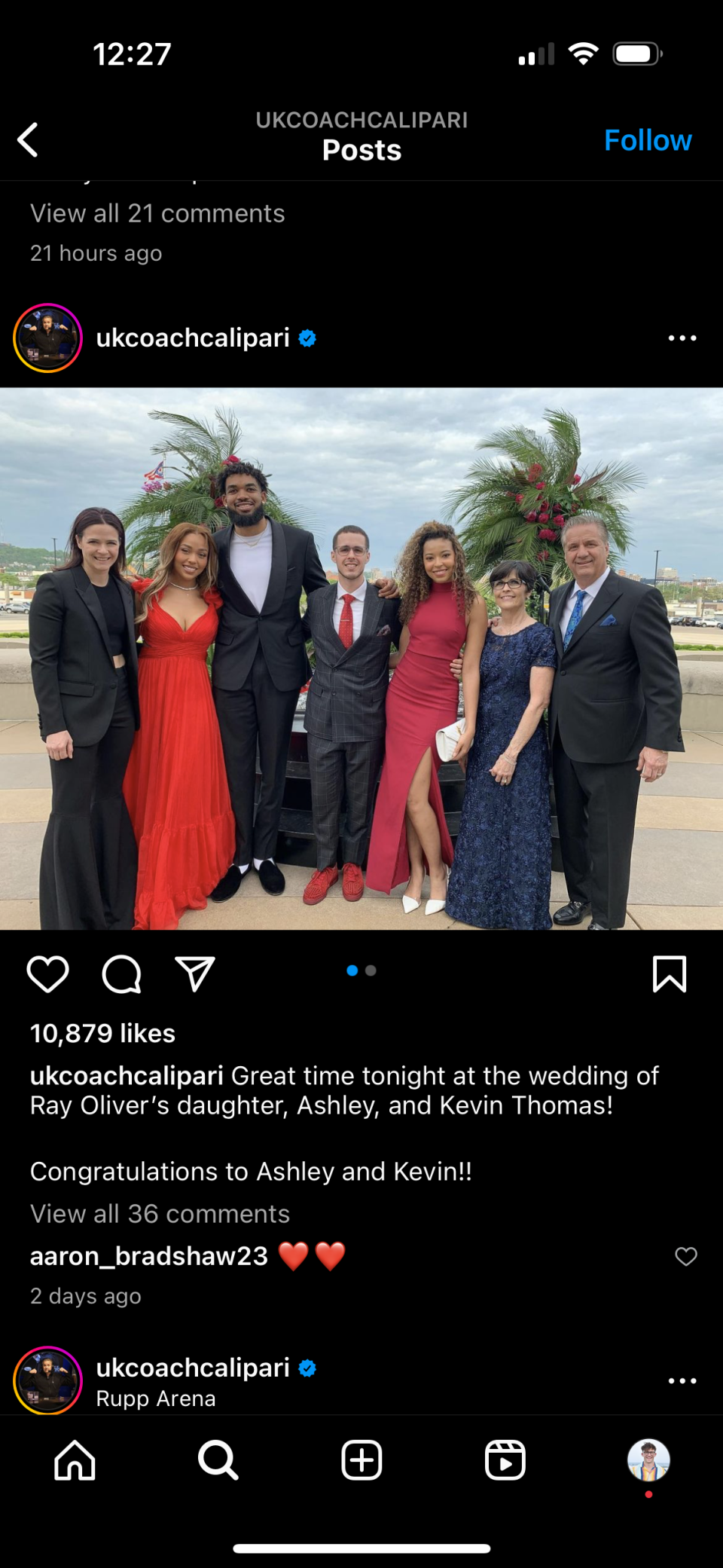 Social media influencer Jordyn Woods, NBA star Karl-Anthony Towns and UK basketball coach John Calipari attended a wedding in Cincinnati over the weekend.