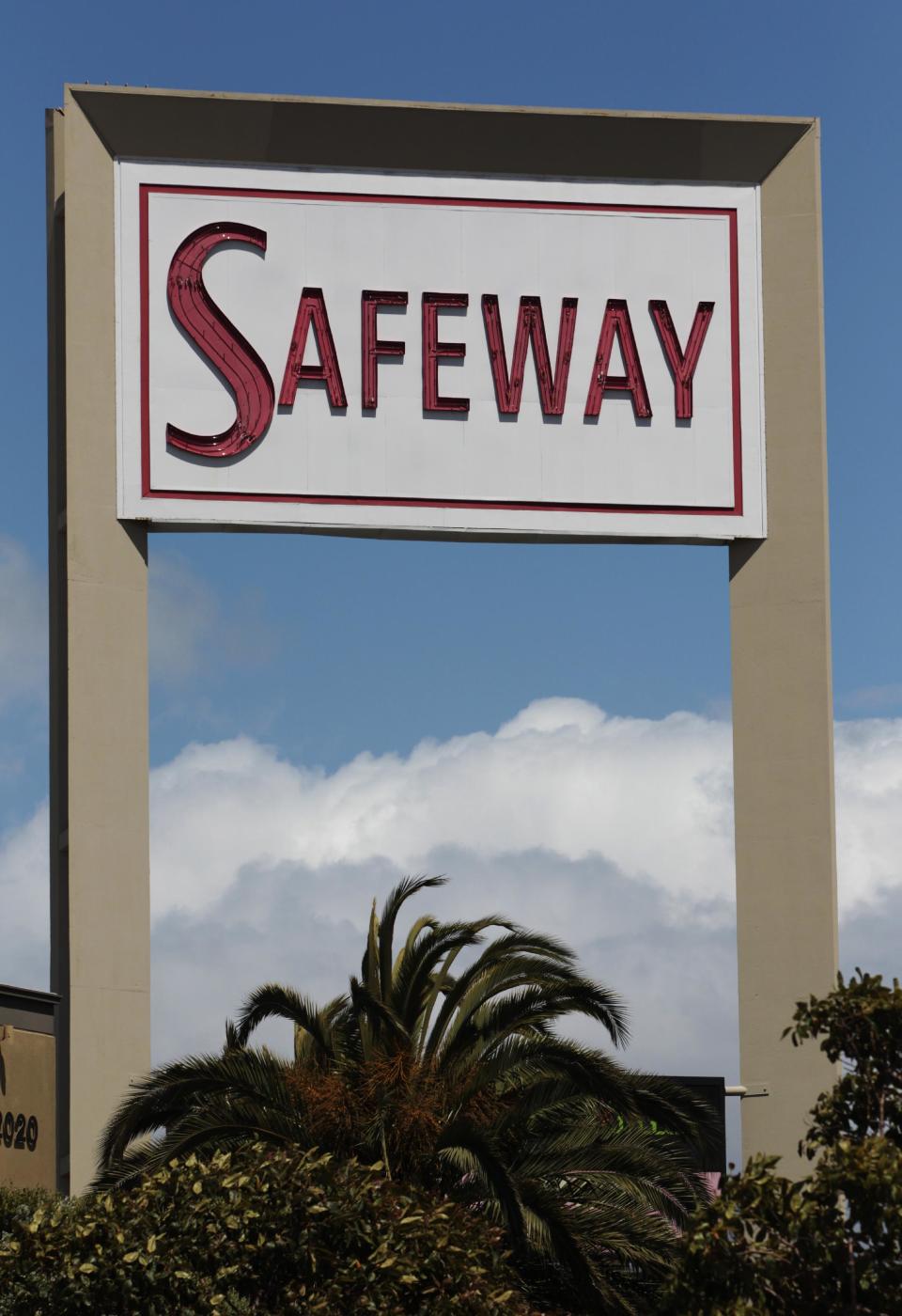 This Thursday, April 26, 2012, file photo, shows the exterior of a Safeway store in San Francisco. Safeway Inc. said Thursday, July 19, 2012, that its net income fell 16 percent in the second quarter, as the grocery store operator spent more on advertising and fought to hold onto customers amid growing competition. (AP Photo/Paul Sakuma, File)