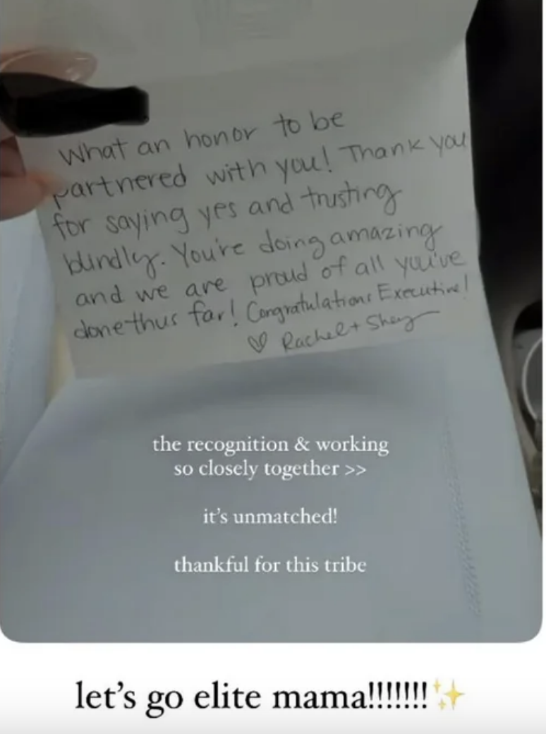thank you note posted on instagram stories
