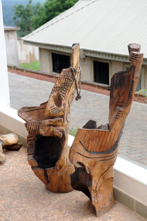 Sculptural work of Professor El Anatsui displayed at his Nsukka home on August 8, 2013