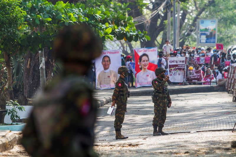 Protest against the military coup, in Yangon