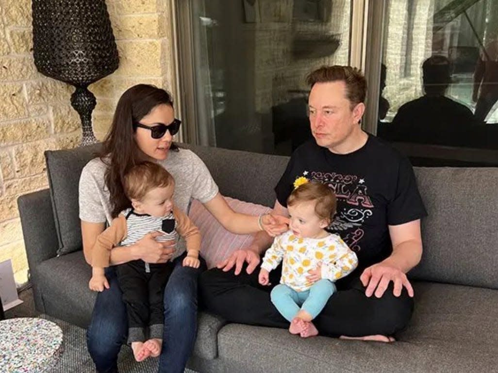 Walter Isaacson shared a photo of Elon Musk and Shivon Zilis with their twins.