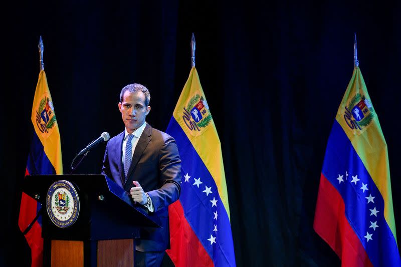 Venezuelan opposition leader Juan Guaido delivers his accountability speech