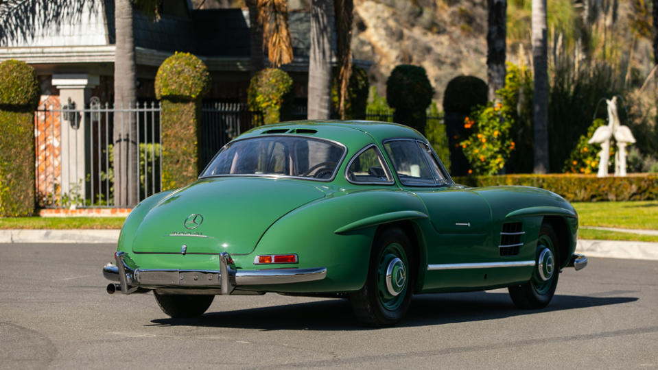 A 1955 Mercedes-Benz 300 SL "Gullwing" coupe.