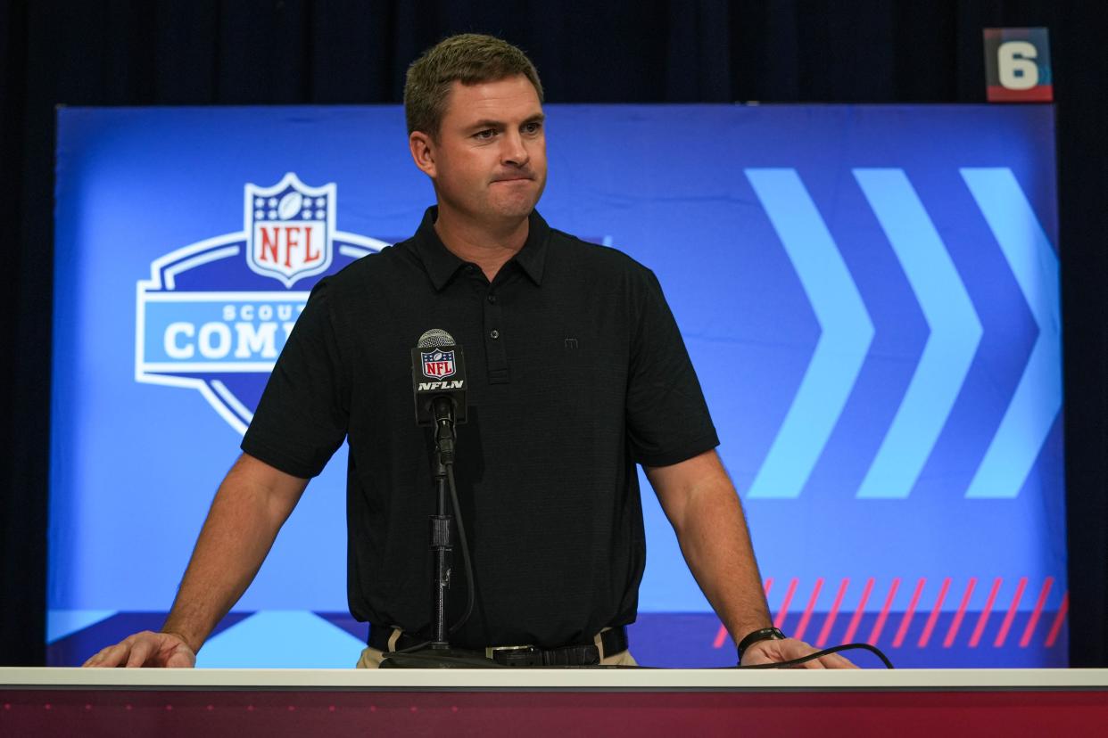 Cincinnati Bengals Head Coach Zac Taylor speaks at the 2024 NFL Combine in Indianapolis on Tuesday February 27, 2024.